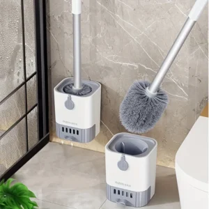 Toilet Brush Set With Holder, Wall Mounted Long Handle Toilet Brush Flexible Toilet Brush Bathroom Brush Cleaning Tools