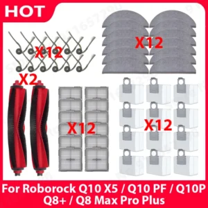 Compatible For ( Roborock Q10 X5 / Q10 PF / Q10P / Q8 Max Pro Plus ) Parts Main Side Brush Dust Bag Mop Filter Accessories