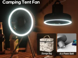 10000mAh Camping Fan Rechargeable Desktop Portable Air Circulator Wireless Ceiling Electric Fan with Power Bank LED Light Tripod