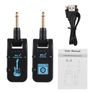 2.4G Wireless Guitar System Rechargeable Guitar Transmitter Receiver 48K/16bit Real-time Transmission Rotatable Plug for Guitars