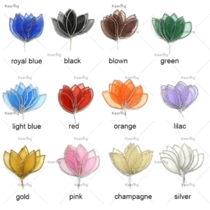 (50pcs) 3D Wire Flower Rhinestone Leaf Yarn-Flower 8CM Leaf for Wedding Dress, WHD-130
