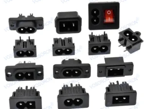 5PCS IEC 320 C8 Power Inlet Socket, AC 250V 2.5A 2-Pin Male Connector, Panel Mount for Power Adapters and Electronic Devices