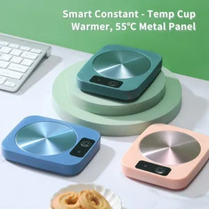 Smart Constant - Temp Cup Warmer, 55℃ Metal Panel, Multi - Mug Compatible, 16W Low - Power, Office/Home Heating Mat US/EU
