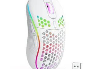 2.4G Wireless Mouse with RGB Backlit 6-button 3-speed DPI Type C Rechargeable Ergonomic Honeycomb Design Gaming Mouse