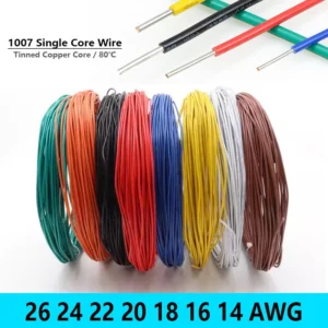 2-50m 1007 Single Core LED Cable 26 24 22 20 18 16 14 AWG Solid Line PVC Insulation Tinned Copper Wire Electric Power Cord