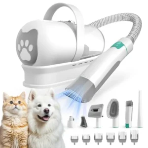 Dog Grooming Kit Pet Grooming Vacuum with Pet Clipper Nail Grinder 6-in-1 Grooming Tools for Dogs Cats Shedding Control Black