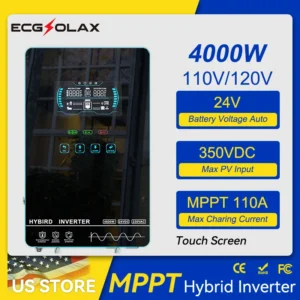 ECGSOLAX 4KW Hybrid Solar Inverter 24V 110V/120V With MPPT 110A Solar Charger Touch screen LCD Hybrid Inverter Max PV 350VDC