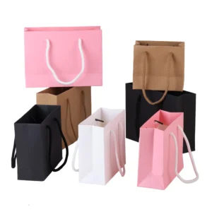5/10PCS Black White Pink Color Small Kraft Gift Bags With Rope Handles for Party Gift Wrapping Favor Bag Paper Packing Gift Bags