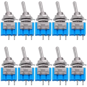 10pcs DPDT Mini Toggle Switch 2pin 2 Position ON/Off Miniature Toggle Switch 6A 125V Toggle Switch