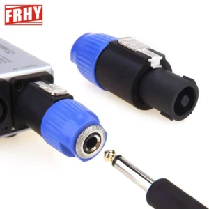 2PCS 4-Pole Speaker Plug to 6.5mm Female Metal Jack Adapter with Metal Latch Aviation Connector NL4FC Male to 1/4" TS Female