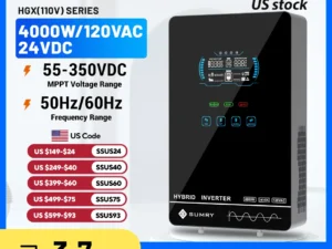 Sumry 4000W Off Grid Hybrid Inverter 24V 140A 5600W MPPT Solar Charger Pure Sine Wave Inverter for Home 6.25 Inch LCD Display