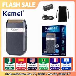 Kemei KM-2024 USB Charging Electric Shaver Additional Cutter Head Reciprocating Twin Blade Razor Shaver Beard Trimmer