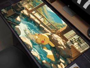 Leather Mouse Pad Pokemon Pikachu Mouse Mat Desk Mousepad For LOL Lockedge Large Gaming Accessories Computer Gamer Keyboard Pad