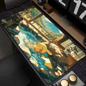 Leather Mouse Pad Pokemon Pikachu Mouse Mat Desk Mousepad For LOL Lockedge Large Gaming Accessories Computer Gamer Keyboard Pad