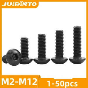 JUIDINTO 1-50pcs Allen Round Screw Bolt 12.9 Grade M2 M2.5 M3 M4 M5 M6 M8 M10 Hex Hexagon Socket Button Head Screw for MTB