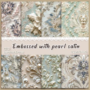 Pressed Surface Plane With Pearl Satin Scrapbook Paper 8Sheets Art Craft Pattern Paper For Scrapbooking Assorted Festive Designs