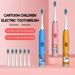 Children Sonic Electric Toothbrush Colorful Cartoon For Kids Battery Powered Soft Automatic Waterproof With Replacement Head