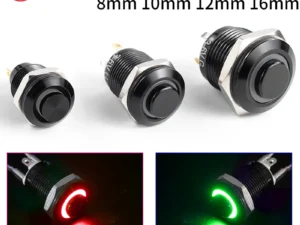 1NO High head Waterproof Metal Push Button Switch LED Light Self-locking/reset 3/6/12/24/220V 8/10/12/16mm Oxidized black