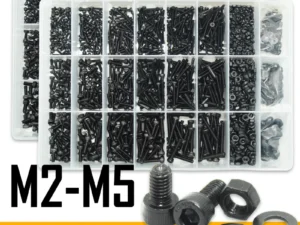 Black 2500P Hex Socket Head Screws Set M2 M2.5 M3 M4 M5 M6 DIN912 12.9 Allen Screw Nut Steel Button Head Socket Cap Bolt Nuts