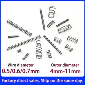 10Pcs 0.5mm/0.6mm/0.7mm Wire, Spring Steel Micro Small Compression Spring, 4mm-11mm OD & 5mm-50mm Length Support customization