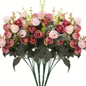 7 Forks 21 Heads Artificial Flower Silk Rose High Quality Christmas Wreath Wedding Bouquet Home Arrangement Vase bridal bouquets