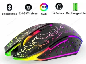 Bluetooth 5.2 Mouse RGB 2.4G Wireless Mouse Dual-Mode Gaming Mouse 6 Buttons Silent Mouse For MacBook Tablet Laptops Computer