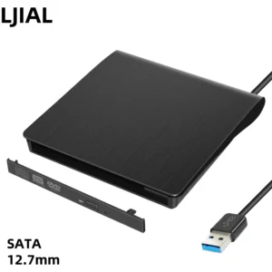 LJIAL 12.7mm USB 3.0 DVD Drive External Optical Drives Enclosure SATA to USB External Case For Laptop Notebook Without Drive
