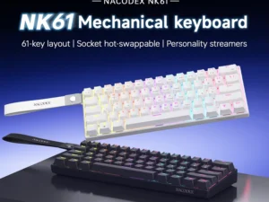AJAZZ NK61 Wired Gaming Mechanical Keyboard 60% RGB Hot-Swappable 61 Keys Red Switch Mini Keyboard for Gamer PC