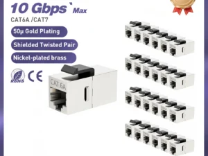 ZoeRax CAT7 CAT6A CAT6 Coupler RJ45 Keystone Shielded Coupler, Shielded Female to Female RJ45 Inline Coupler Keystone Jack
