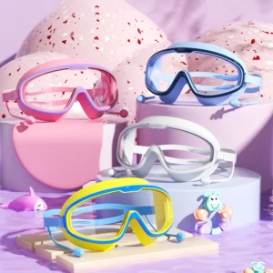 Kids Swimming Goggles Big Frame HD View Anti-fog Waterproof Children's Swim Goggles Boys and Girls Multi-color to Choose