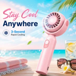 Portable Handheld Fan, Foldable Turbo Mini Fan with Strong Wind, Ultra Quiet Personal Cooling for Travel Office Outdoor, Cherry Blossom Pink