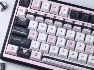 Lolita Style Keycaps Pbt Moa Cherry Cute 키보드 키캡 Blue Pink Black Aula F75 Customized For Alice Layout AZERTY Keyboard Keycap