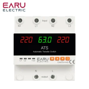 63A 100A 220V ATS Adjustable Over Under Voltage Current Protector Dual Power Conversion Automatic Transfer Switch Monitor Relay