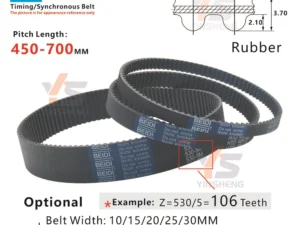 HTD5M Timing Belt Model from 450-5M to 700-5M High Precision Wear Resistant 5M Rubber Synchronous Belt for Industrial Machinery