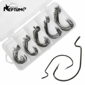 50pcs Crank Hook Set 8#-3/0 Fishing Hooks Saltwater Soft Worm Lure Wide Gap Offset Fishhook Jig Fish Hook For Carp Pike with Box