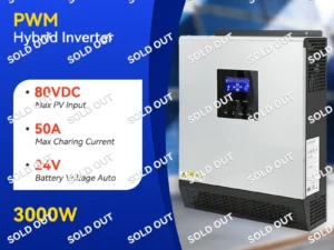 ECGSOLAX 3KW Hybrid Solar Inverter 24V to 110V 120V 2400W Pure Sine Wave Inverter With PWM 50A Charging Controller Max PV 80VDC