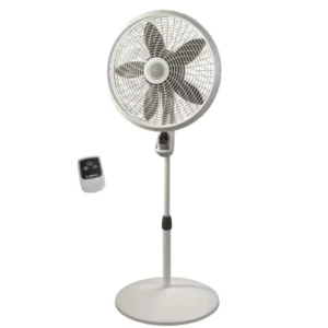 Cyclone Pedestal Fan for Bedroom Kitchen Office Living Room, ABS Plastic, White, Adjustable Height Remote Control Timer 3 Speed