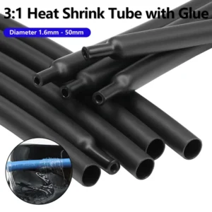 3/5M Black 3:1 Heat Shrink Tube With Glue 1.6mm - 50mm Dual Wall Adhesive Lined Polyolefin Shrinkin ﻿Wrap Cable Protect Sleeving