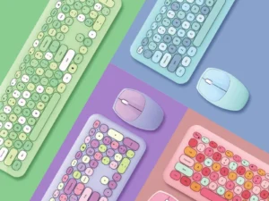 Small Fresh Macaron Color Wireless Keyboard and Mouse Set Girls Lovely Chocolate Silent Infinite Color Keyboard