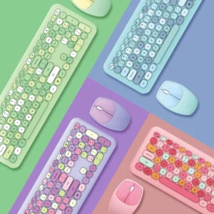Small Fresh Macaron Color Wireless Keyboard and Mouse Set Girls Lovely Chocolate Silent Infinite Color Keyboard
