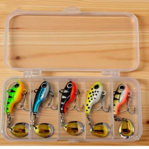 5pcs/box Metal Vib Fishing Lure With Spoon Sequin For Trout Fly Fishing Durable Metal Construction Suitable Freshwate Fishing