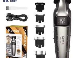KM-1807 Professional Hair Trimmer by Kome USB Rechargeable Cordless Hair Clippers for Men with LCD Display Hair Cutting Machine