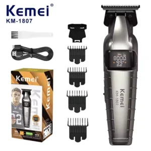 KM-1807 Professional Hair Trimmer by Kome USB Rechargeable Cordless Hair Clippers for Men with LCD Display Hair Cutting Machine