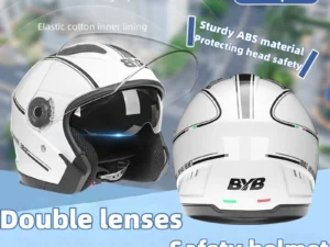 Universal Motorcycle Helmet for Men and Women with Double Layer Sunshade and Ventilation Durable Multi-Season Safety Helmet