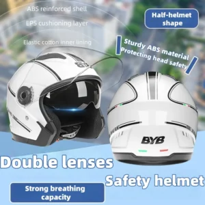 Universal Motorcycle Helmet for Men and Women with Double Layer Sunshade and Ventilation Durable Multi-Season Safety Helmet