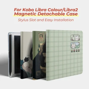 Twosheep suit for Kobo Libra Colour Kobo Libra2 Magnetic Detachable Case Cover with Stylus Slot Clear Back Auto Wake Cute Style
