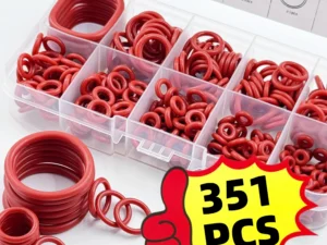 351pcs silicone O-ring set, 10 sizes, oil and heat resistant, suitable for cars and pipelines