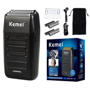 Kemei Rechargeable Cordless Shaver for Men Twin Blade Reciprocating Beard Razor Face Care Multifunction Strong Trimmer KM-1102