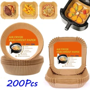 50/100/200Pcs Air Fryer Baking Paper Non-Stick Airfryer Baking Papers Round Air-Fryer Paper Liners Paper Kitchen Accessories