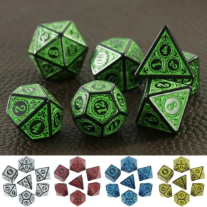 DND Dice Set Polyhedral Dice High Quality Plastic Dice Set Unique Patterns Amazing Retro Font Styles For Role Playing Games